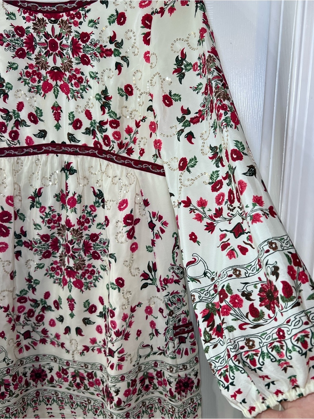 Free People Russian Doll Sparkly Bohemian Mini Dress Size 8 - Picture 4 of 15